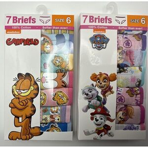 New-2 Packs Of‎ Size 6 Girls Briefs-14 Pr-Garfield & Paw Patrol Themed